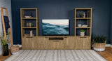 Mueble para TV Tabby de 60 pulgadas de madera de ingeniería con 4 puertas, color mango