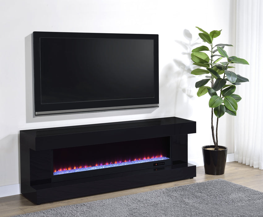 Mallory TV Stand Fireplace Console Bluetooth Speaker White High Gloss