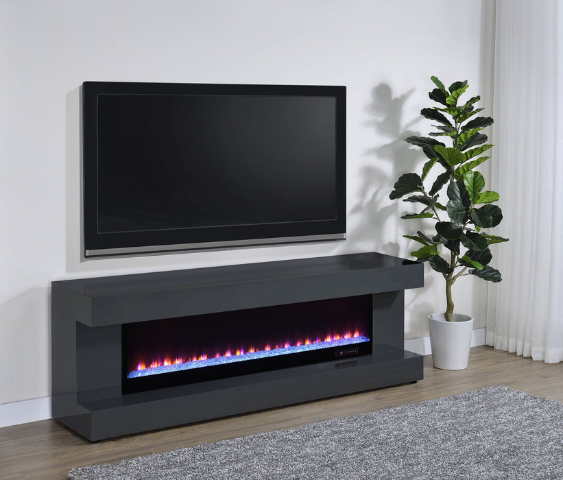 Mallory TV Stand Fireplace Console Bluetooth Speaker White High Gloss