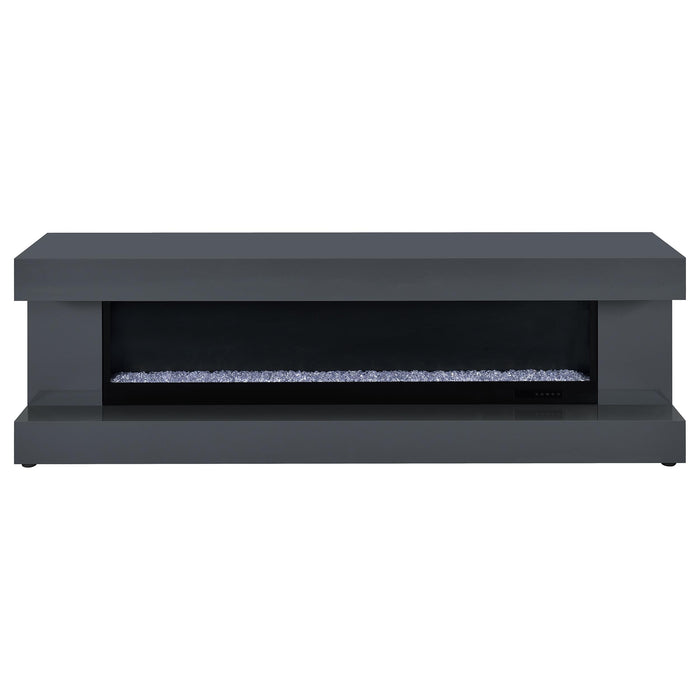 Mallory TV Stand Fireplace Console Bluetooth Speaker Grey High Gloss