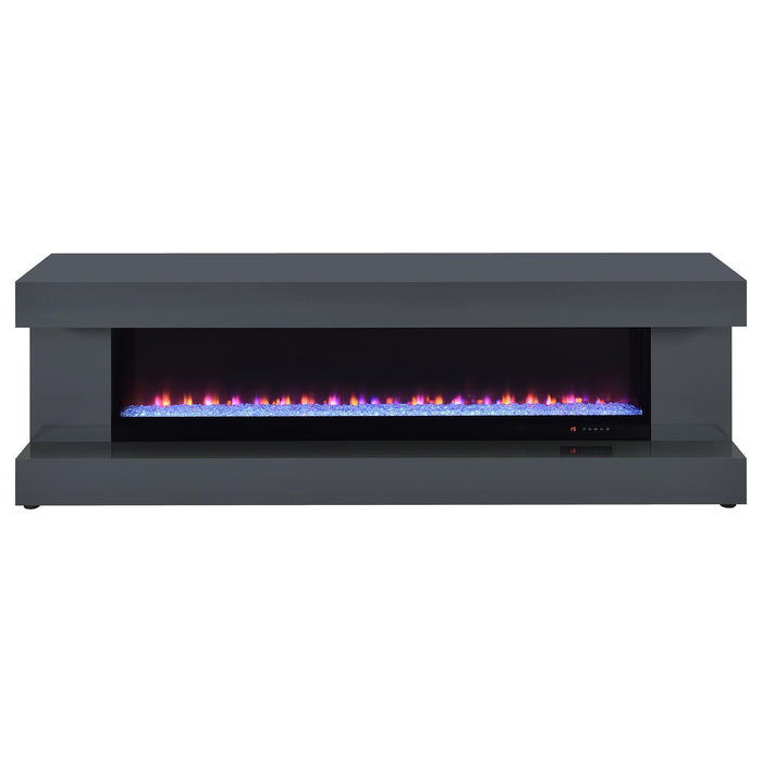 Mallory TV Stand Fireplace Console Bluetooth Speaker Grey High Gloss