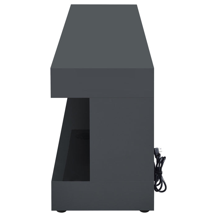 Mallory TV Stand Fireplace Console Bluetooth Speaker Grey High Gloss