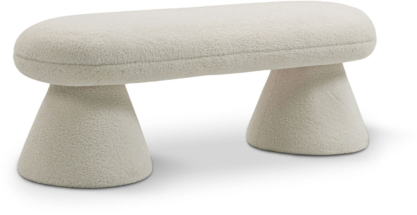 Drum Faux Shearling Teddy Fabric Upholstered Bench