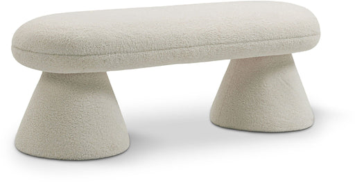Drum Faux Shearling Teddy Fabric Upholstered Bench