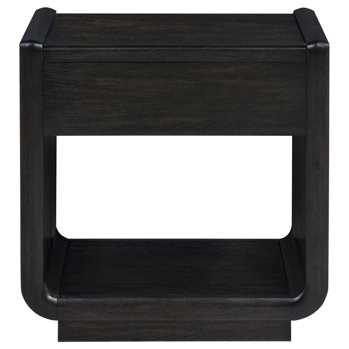 Leandro 1-drawer Wood Occasional Side End Table Burnished Black