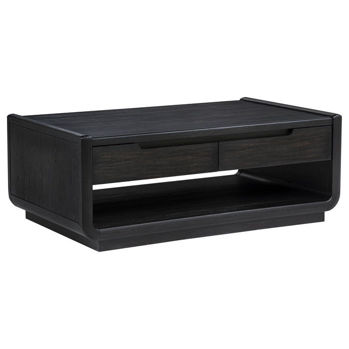 Leandro 2-piece Wood Coffee and End Table Set Burnished Black