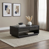 Mesa de centro de cóctel de madera de 2 cajones Leandro, negro bruñido