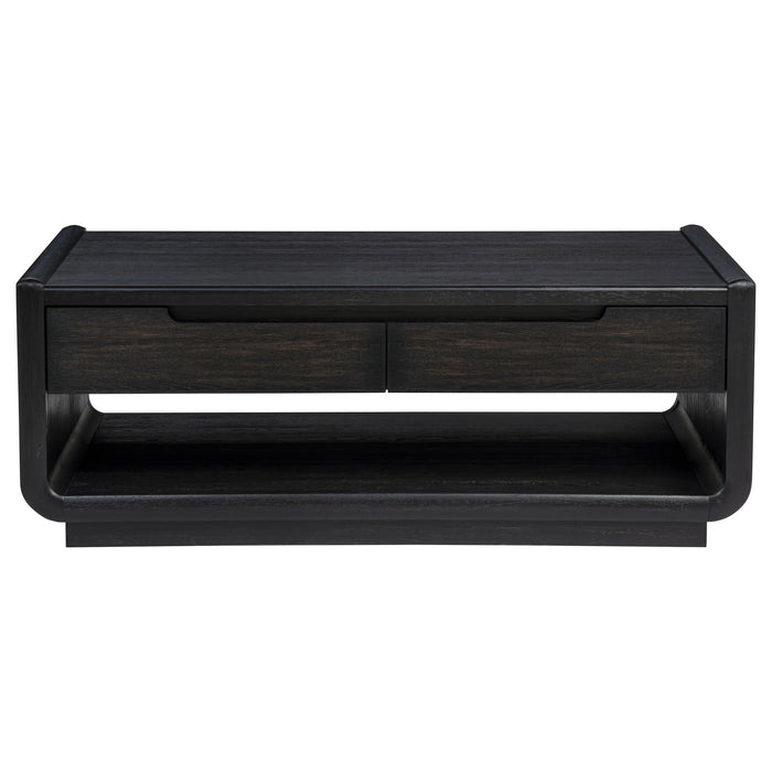 Leandro 2-drawer Wood Cocktail Coffee Table Burnished Black