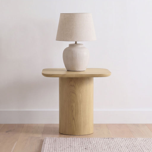 Lester Contemporary Square Wood End Table with Oak Veneer Honey Oak