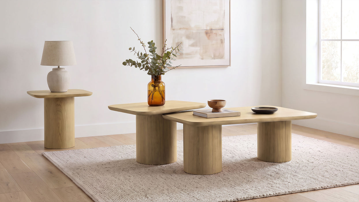 Lester Contemporary Square Wood End Table with Oak Veneer Honey Oak