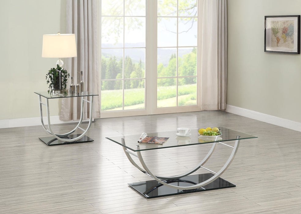 Danville 2-piece Glass Top Coffee and End Table Set Chrome