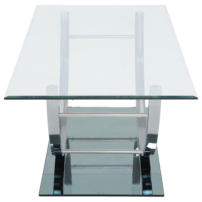 Danville 2-piece Glass Top Coffee and End Table Set Chrome