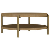 Arini Round Coffee Table With Storage Shelf Sand Wash