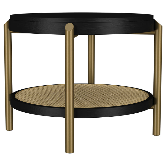 Juego de mesa de centro y mesas auxiliares redondo Arini de 2 piezas - negro