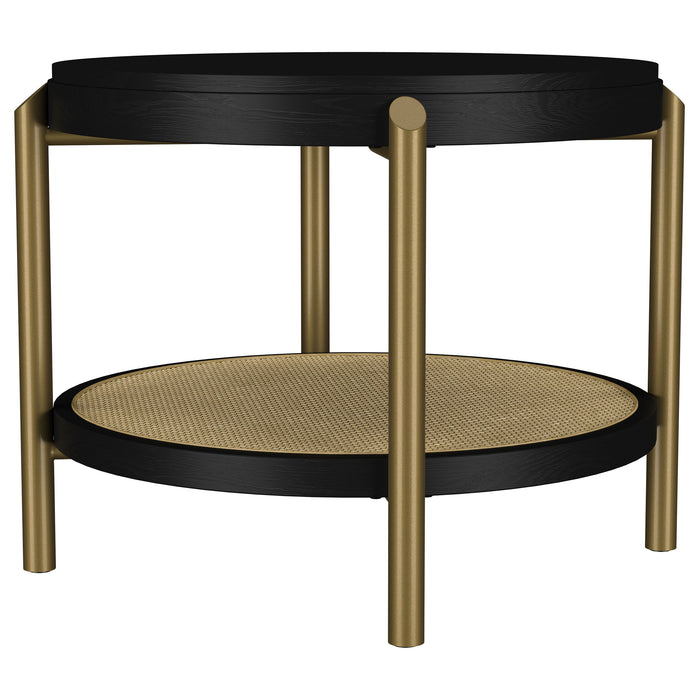 Juego de mesa de centro y mesas auxiliares redondo Arini de 2 piezas - negro