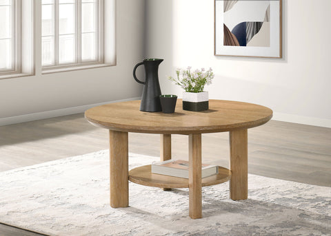 Mesa de centro redonda de madera Ottowa de 36 pulgadas, roble claro