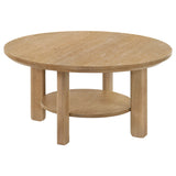 Ottowa 36-inch Round Wood Cocktail Coffee Table Light Oak