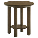 Ottowa 22-Inch Round Wood Side End Table with Shelf Brown