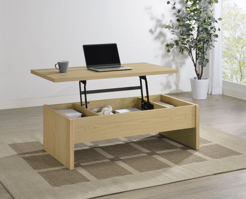 Mesa de centro elevable Canoga de madera de ingeniería, roble claro