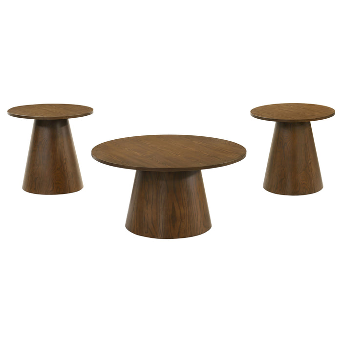 Franklin 3-piece Round Coffee Table Set Dark Brown
