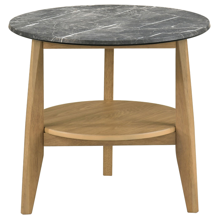 Bradley 2-Piece Round SmartTop™ Coffee Table Set Grey and Natural