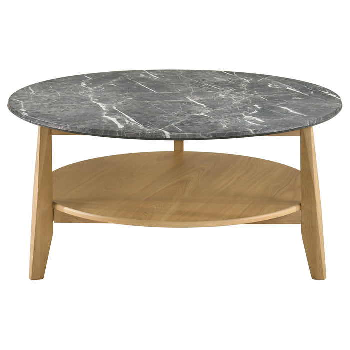 Bradley 3-Piece Round SmartTop™ Coffee Table Set Grey and Natural