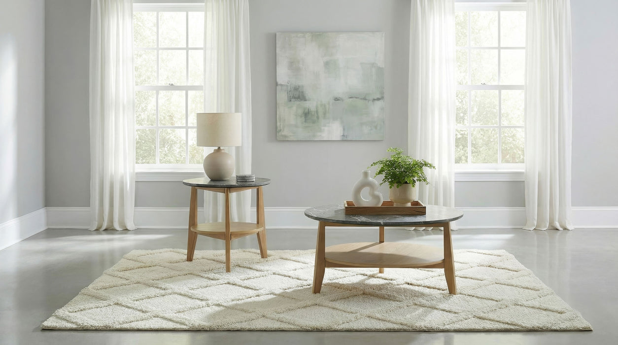 Bradley Round SmartTop Cocktail Coffee Table Grey and Natural