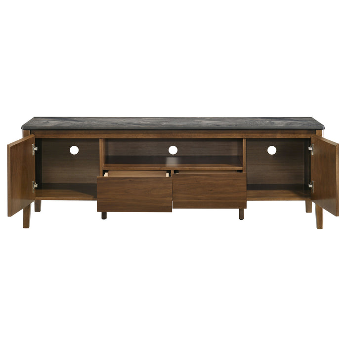 Bradley 63-inch 2-Door SmartTop TV Stand Smokey Grey and Brown