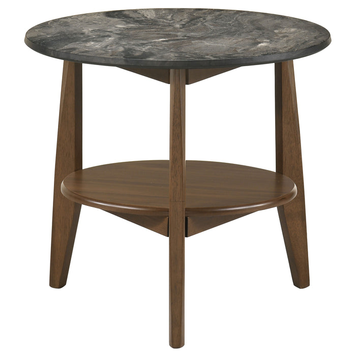 Bradley Round SmartTop End Side Table Smokey Grey and Dark Brown