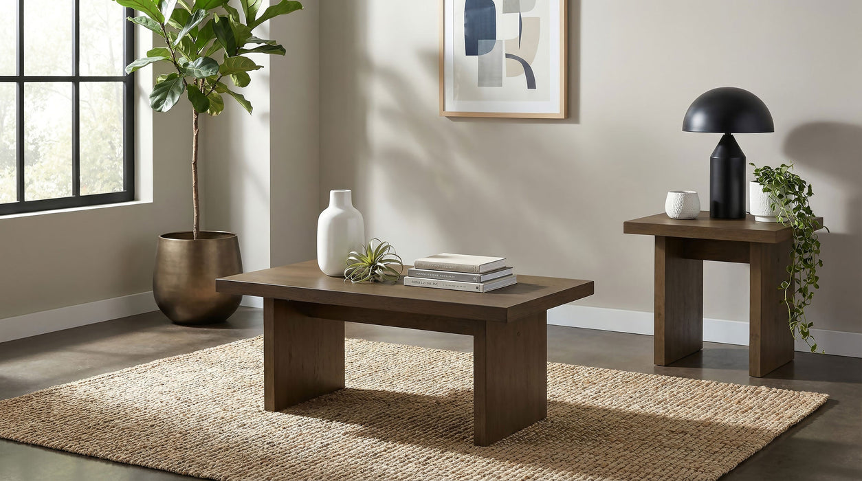 Decker 2-piece Coffee and End Table Set Natural Oak