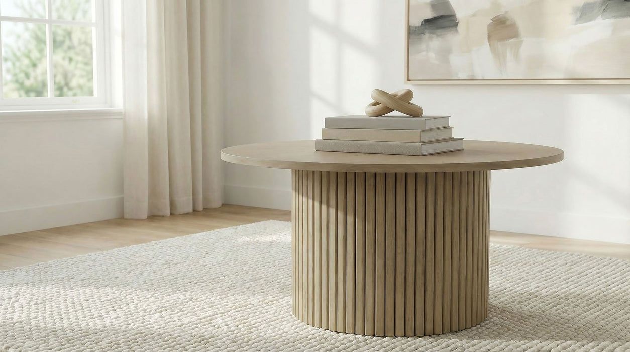 Hamlyn Round Fluted Occasional Cocktail Coffee Table Black