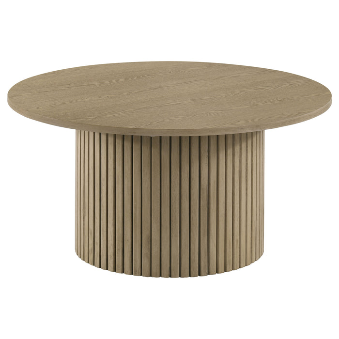 Hamlyn Round Fluted Occasional Cocktail Coffee Table Natural Oak