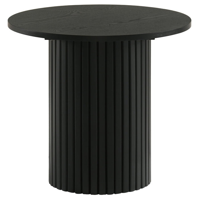Hamlyn Round Fluted Occasional Side End Table Black