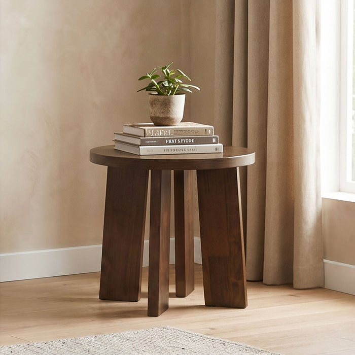 Strouse Contemporary Round End Table in Black