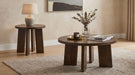 Strouse 2-Piece Round Coffee and End Table Set in Walnut