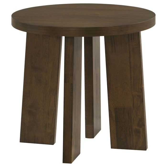 Strouse 2-Piece Round Coffee and End Table Set in Walnut