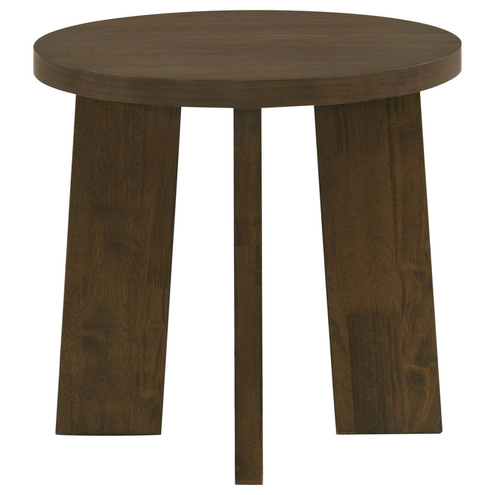 Strouse 2-Piece Round Coffee and End Table Set in Walnut