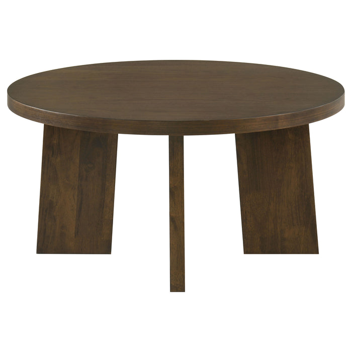 Strouse 2-Piece Round Coffee and End Table Set in Walnut