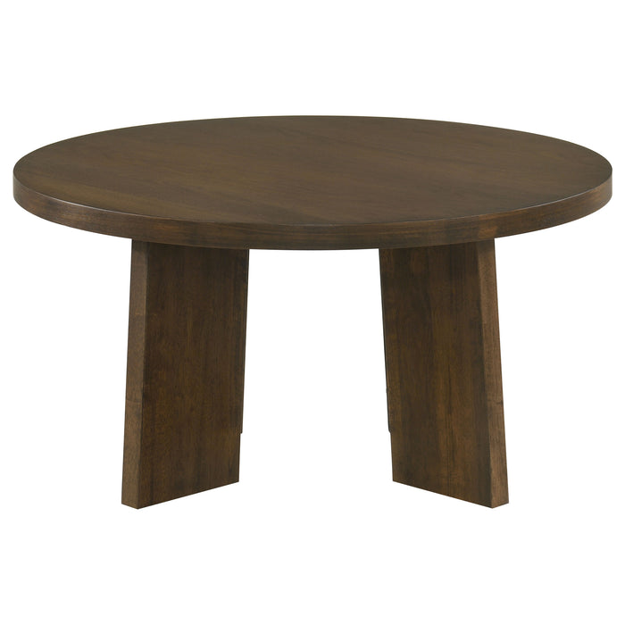 Strouse 2-Piece Round Coffee and End Table Set in Walnut