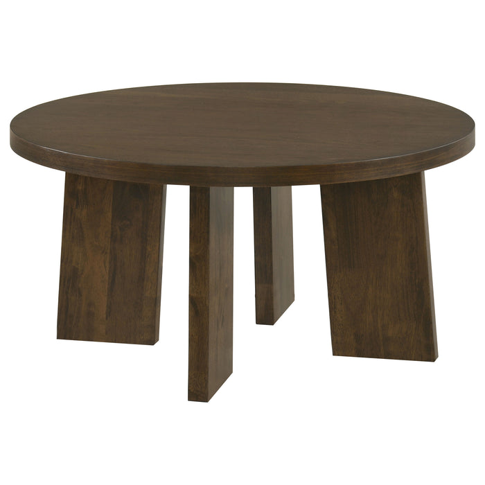 Strouse Contemporary Round Coffee Table in Walnut