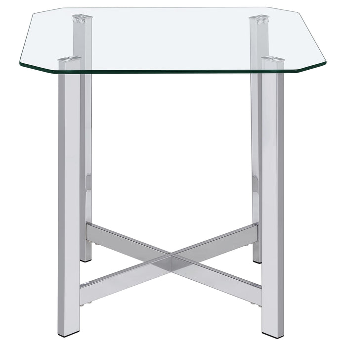 Cronin Square Tempered Glass Top Side End Table Chrome