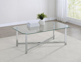 Cronin Rectangular Tempered Glass Top Cocktail Coffee Table Chrome