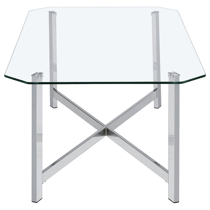 Cronin Rectangular Tempered Glass Top Cocktail Coffee Table Chrome