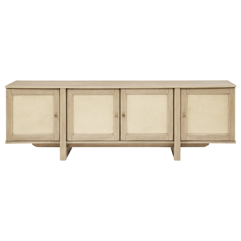 Kailani Mueble de TV de 79 pulgadas con 4 puertas de rejilla, consola multimedia, roble beige