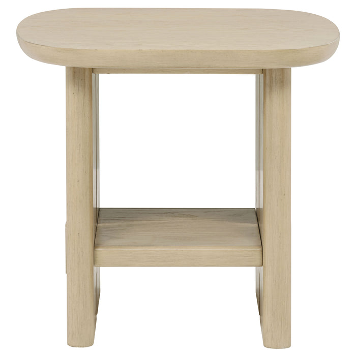Kailani 3-piece Coastal Coffee and End Table Set Beige Oak