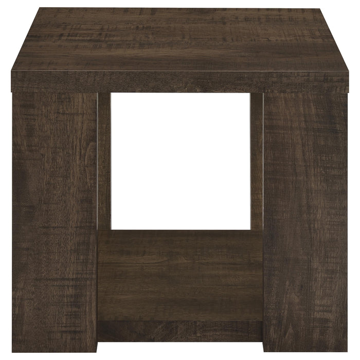 Pavone 2-Piece Coffee and End Table Set with Open Shelves Dark Rustic Mango