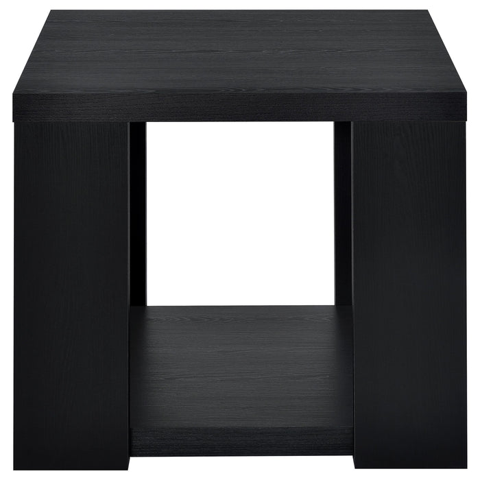 Pavone Transitional Square Storage End Table with Open Lower Shelf Black