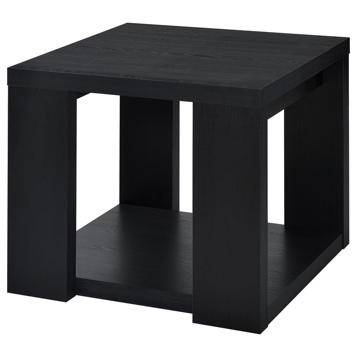 Pavone Transitional Square Storage End Table with Open Lower Shelf Black