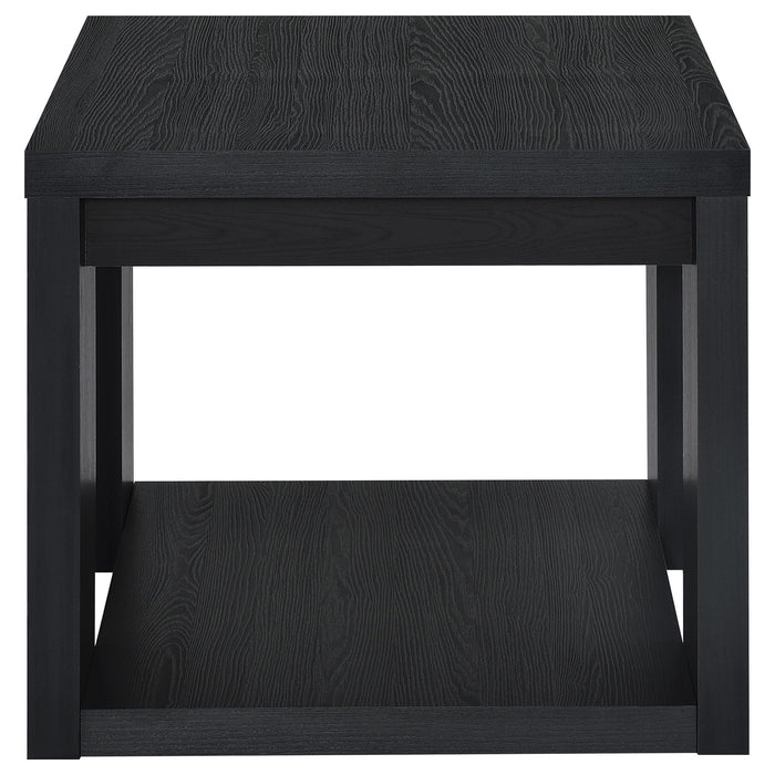Pavone 2-Piece Transitional Coffee and End Table Set with Shelves Black