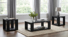 Pavone 3-Piece Transitional Coffee and End Table Set with Shelves Black